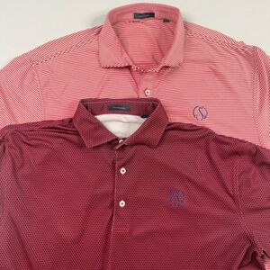 Turtleson Polo Shirt Lot of‎ 2 Mens Large Red Maroon Striped Geometric